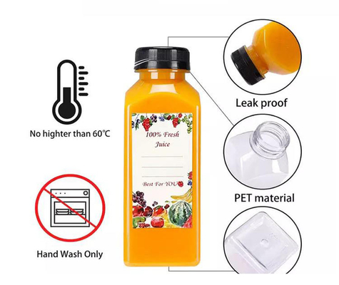 Plastic fles Pet drank sap met schroef dop voor drankjes 4oz 8oz 12oz 16oz