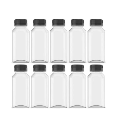 Transparante / aangepaste kleur 250 ml 350 ml 500 ml PET voedselsoort sap plastic fles met deksel drukken aangepast