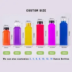 250 ml 350 ml 500 ml sapfles zonder BPA lege vierkantvormige plastic PET drankfles voor sapverpakking