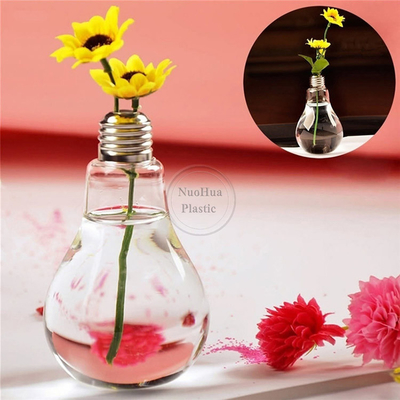 Hot Sale Juice Glass Jar Light Blub Shape met deksel 100ml Mini Size Lovely Light Bulb Shape PET Plastic Flask