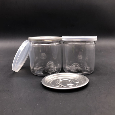 Food Grade Pop Canen PET Helder Plastic Potten Met Diameter 80mm 300# Aluminium Makkelijk Open Eind
