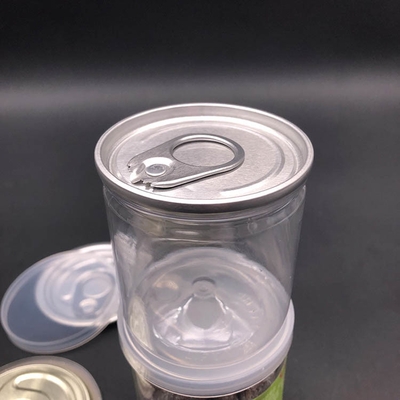 Food Grade Pop Canen PET Helder Plastic Potten Met Diameter 80mm 300# Aluminium Makkelijk Open Eind