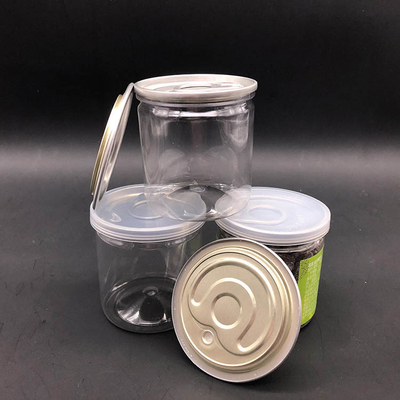Food Grade Pop Canen PET Helder Plastic Potten Met Diameter 80mm 300# Aluminium Makkelijk Open Eind