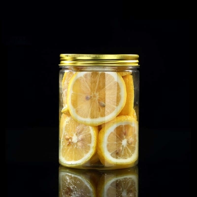 Custom 16oz 32oz 500ml 1000ml Clear Wide Mouth PET Jar Met Aluminium Deksel Transparante voedselopslag Plastic containers
