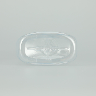 Glanzige ronde PET-plastic spuitfles met klassiek ontwerp doorzichtige kleur.