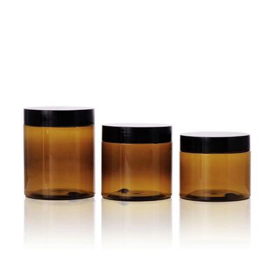 Groothandel 8oz 250ml 250g Food Jar Storage Container Ronde vorm PET plastic met Zwarte LIDS