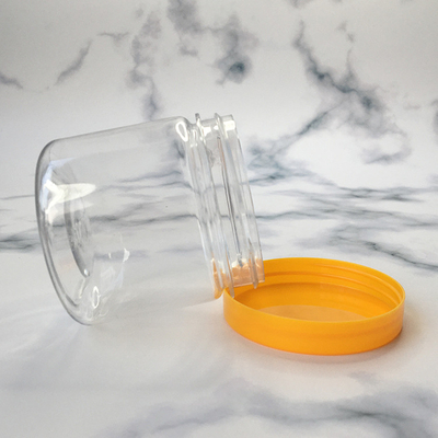 Doorzichtige, ronde plastic poederpotten met aluminium deksels
