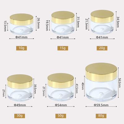 10 ml-150 ml heldere plastic ronde crème pot met drukgevoelige pakking