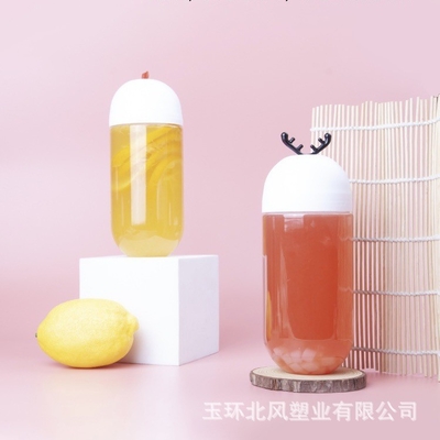 Moderne design heldere plastic melk thee fles met schroef op het deksel