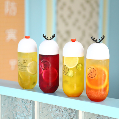 Moderne design heldere plastic melk thee fles met schroef op het deksel
