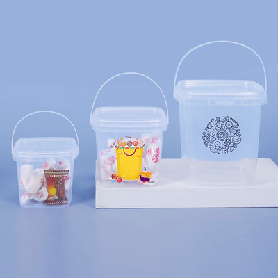 Doorzichtige plastic melk thee potten met schroef op het deksel