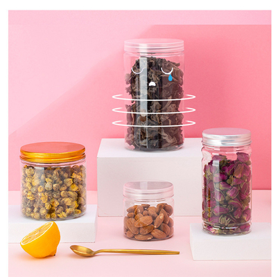 Aanpasbaar logo Transparante ronde plastic pot met drukgevoelige afdichting van aluminiumfolie