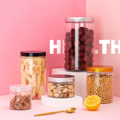 Persoonlijke ronde zwarte heldere plastic potten met deksels PET-container voor voedselverpakking