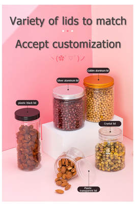 Fabriek directe verkoop 180 200 250 300 400 500 ml koekjes snack voedsel pot met deksel helder PET voedsel pot