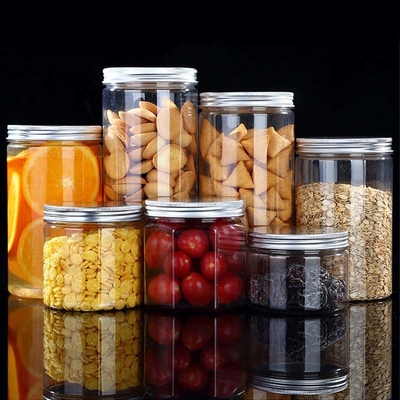 Aanbevolen Grote Plastic Spice Jar Cookies Plastic Jar Transparante Plastic Jar Gold Lid met Custom Private Label