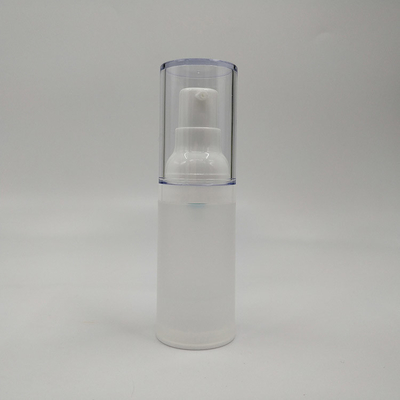 Roze, heldere plastic PET-fles met zijde-screening en 24 mm kaliber.