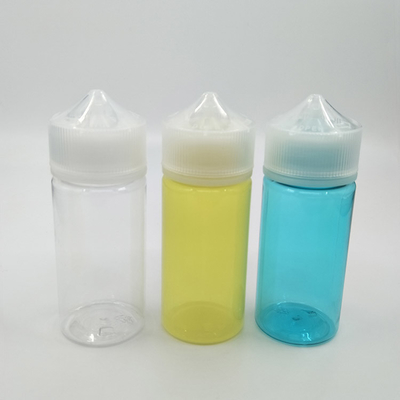 Op maat gemaakte transparante ronde PET-vloeibare flessen met kinddichte schroefkap 30 ml capaciteit