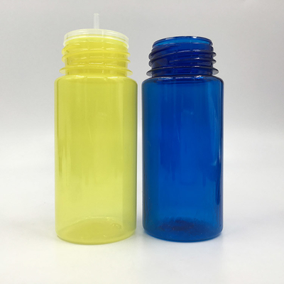 Op maat gemaakte transparante ronde PET-vloeibare flessen met kinddichte schroefkap 30 ml capaciteit