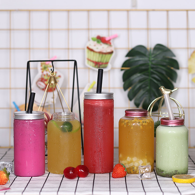 Aanpasbare heldere plastic melktheeflessen met schroef op het deksel en isolatie