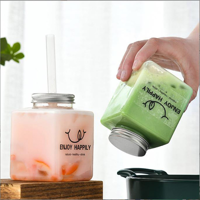 Schroef op deksel bubbel thee potten voor melk thee ketens