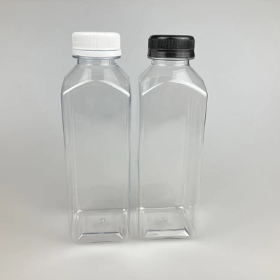 Leakproof vierkant helder plastic melk thee flessen met duurzame handgrepen