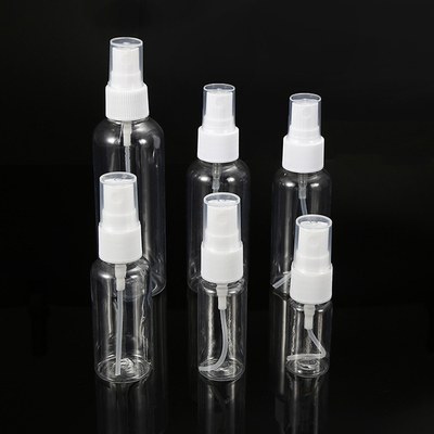 Doorzichtige, op maat gemaakte spuitfles van 100 ml PET met PP-dop