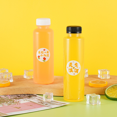 Nieuw ontwerp Plastic flessen 250ml 350ml 500ml Fruitsap PET flessen met deksel wegwerp plastic flessen voor sap in voorraad