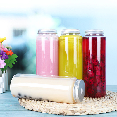 Doorzichtige 500 ml plastic bubbel thee potten met handvat en schroef op het deksel