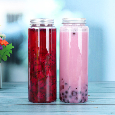 Doorzichtige 500 ml plastic bubbel thee potten met handvat en schroef op het deksel