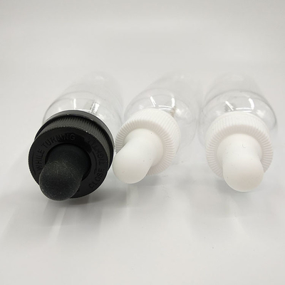 Doorzichtige zwarte glazen plastic dropperflessen op maat voor verpakking