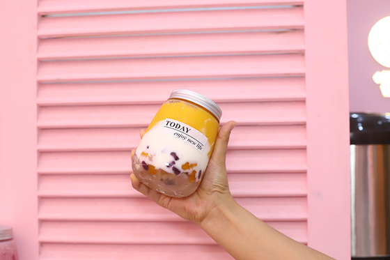 Leakproof schroef op deksel Plastic melk thee flessen voor bubbel thee