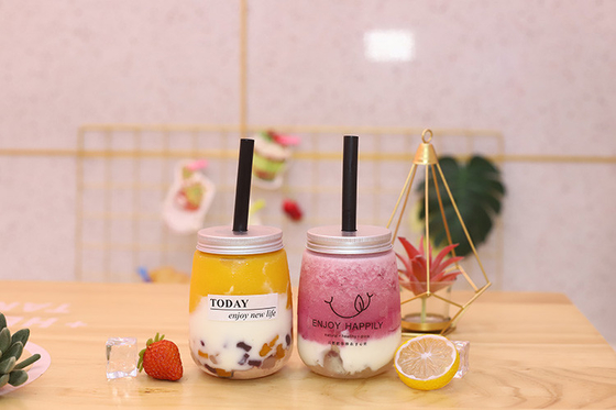 Leakproof schroef op deksel Plastic melk thee flessen voor bubbel thee