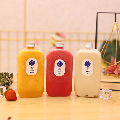 Vierkante en ronde heldere drank melk thee flessen met lekkage proof schroef op deksels