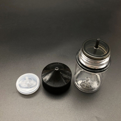 100 ml transparante ronde E-fles met kinddichte schroefkap en op maat gemaakt schermdruk
