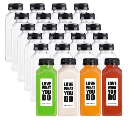 250 ml capaciteit heldere sapflessen met witte dop Custom logo Pet plastic fles