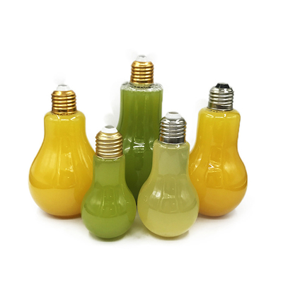 Nieuw ontwerp Plastic flessen voor sap bedrijf Recyclebare sapflessen lichtbolvormige sapfles met in voorraad
