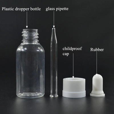 Vloeistofdruppelflessen van glas en kunststof met een lekvrije schroefkap voor nauwkeurige vloeistofdispensatie