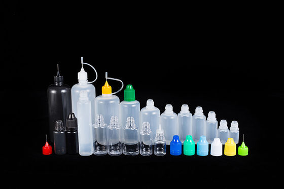 Doorzichtige zwarte kleine flesjes voor vloeistoffen 10 ml 15 ml 30 ml 60 ml 80 ml 100 ml Capaciteit