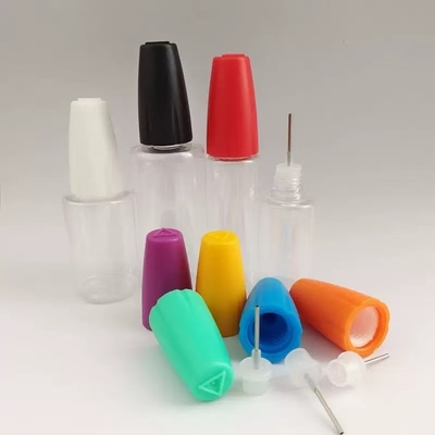 Kinderveilige hals type E-vloeistof fles met aangepaste bedrukking in kleur en diverse capaciteiten van 10 ml, 15 ml, 30 ml, 40 ml, 60 ml, 80 ml, 100 ml