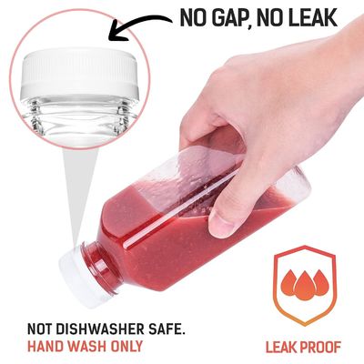 Bpa-vrije vierkante sapfles met schroefdop voor sap met smaak en lekvrije plastic fruitjessapfles milieuvriendelijk