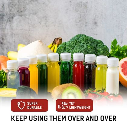 Bpa-vrije vierkante sapfles met schroefdop voor sap met smaak en lekvrije plastic fruitjessapfles milieuvriendelijk