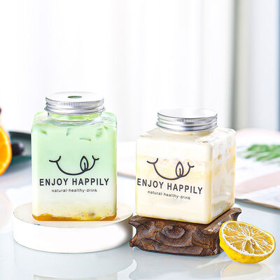 Moderne melkthee flessen, medium capaciteit, schroefdeksel, lekvrije containers voor drankverpakking en opslag