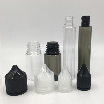 PET E vloeibare fles in 10 ml, 15 ml, 30 ml, 40 ml, 60 ml, 80 ml en 100 ml capaciteit ontworpen om te voldoen aan de verschillende behoeften van vloeibare verpakkingen