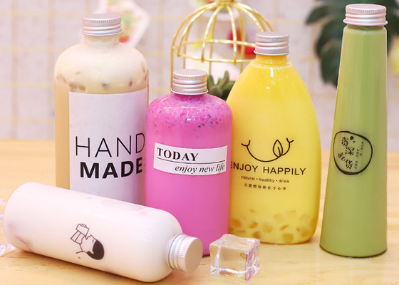 H 13.8cm Leeg Juice Milk Tea Bottles With-Aluminium GLB