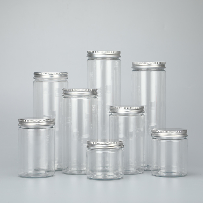 aangepast 100 ml 200 ml 8 oz 300 ml 12 oz 500 ml helder wit zwart amber brede mond cosmetische containers plastic huisdier pot met aluim