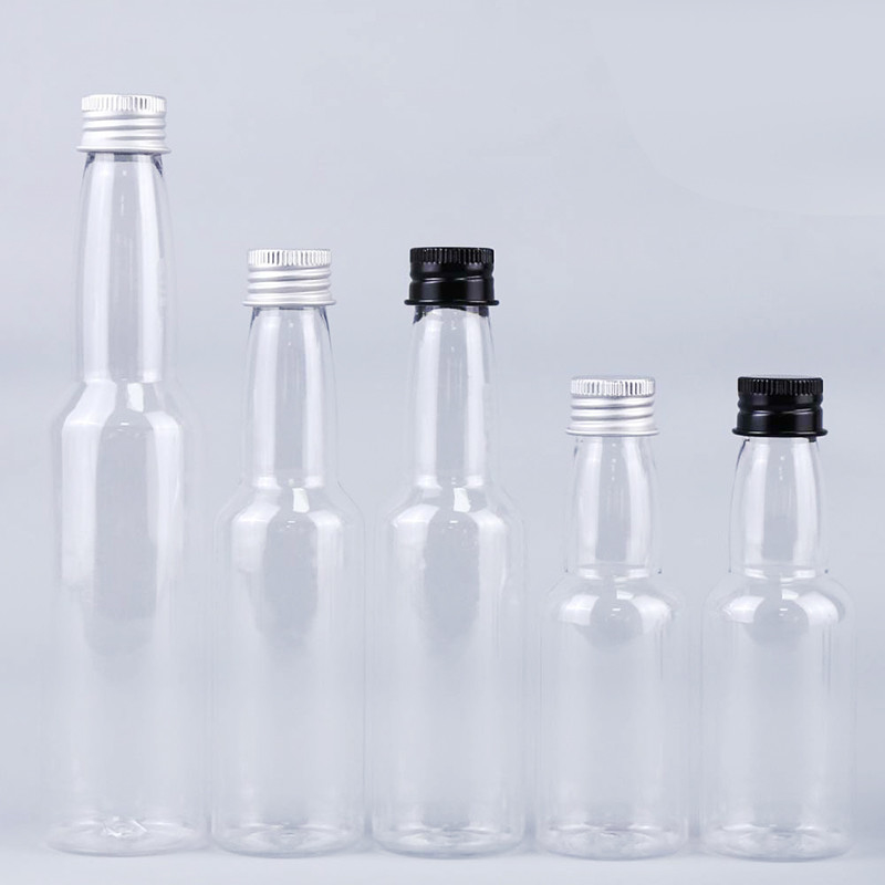 Fabrieksvoorziening Plastic drank fles Pet sap flessen voor wijn Unieke sap flessen met gratis monster