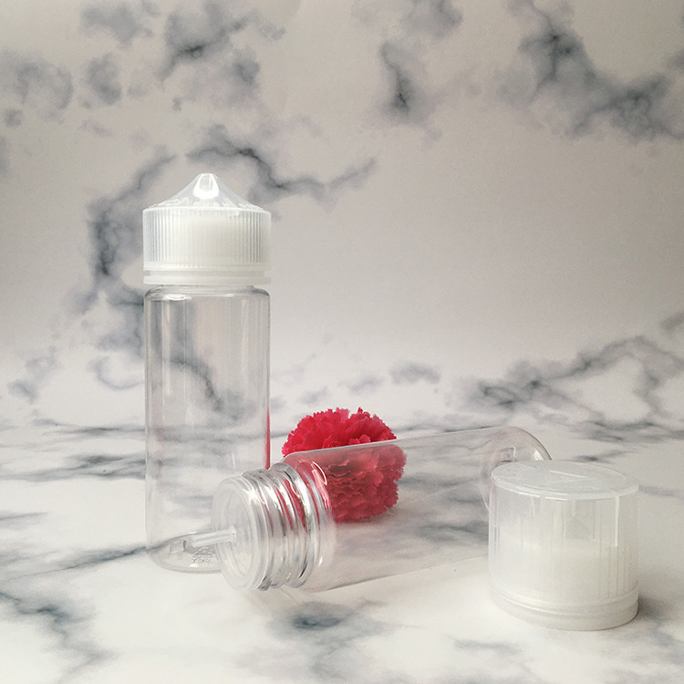 E Vloeibare ronde PET-fles Variëteit Verpakking Kinderwacht hals Doorzichtig 10 ml - 100 ml Grootte