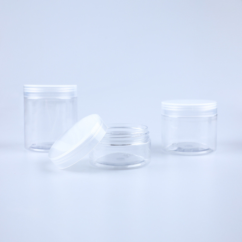 Plastic potten voor huisdieren Helder lege koekjes Plastic container met aluminium deksels voor voedselverpakking