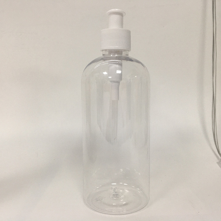 24 mm herbruikbare roze ronde PET-fles met pomp en zijdefilterdruk voor cosmetica