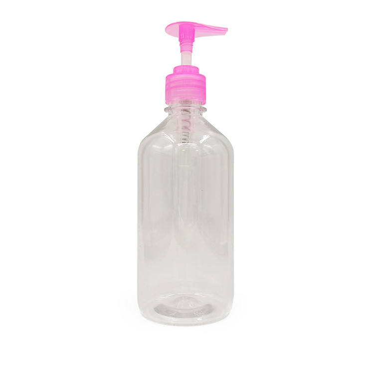 Ronde cilindervormige PET-lotionfles met schroefpompkap en 24/410 hals afwerking